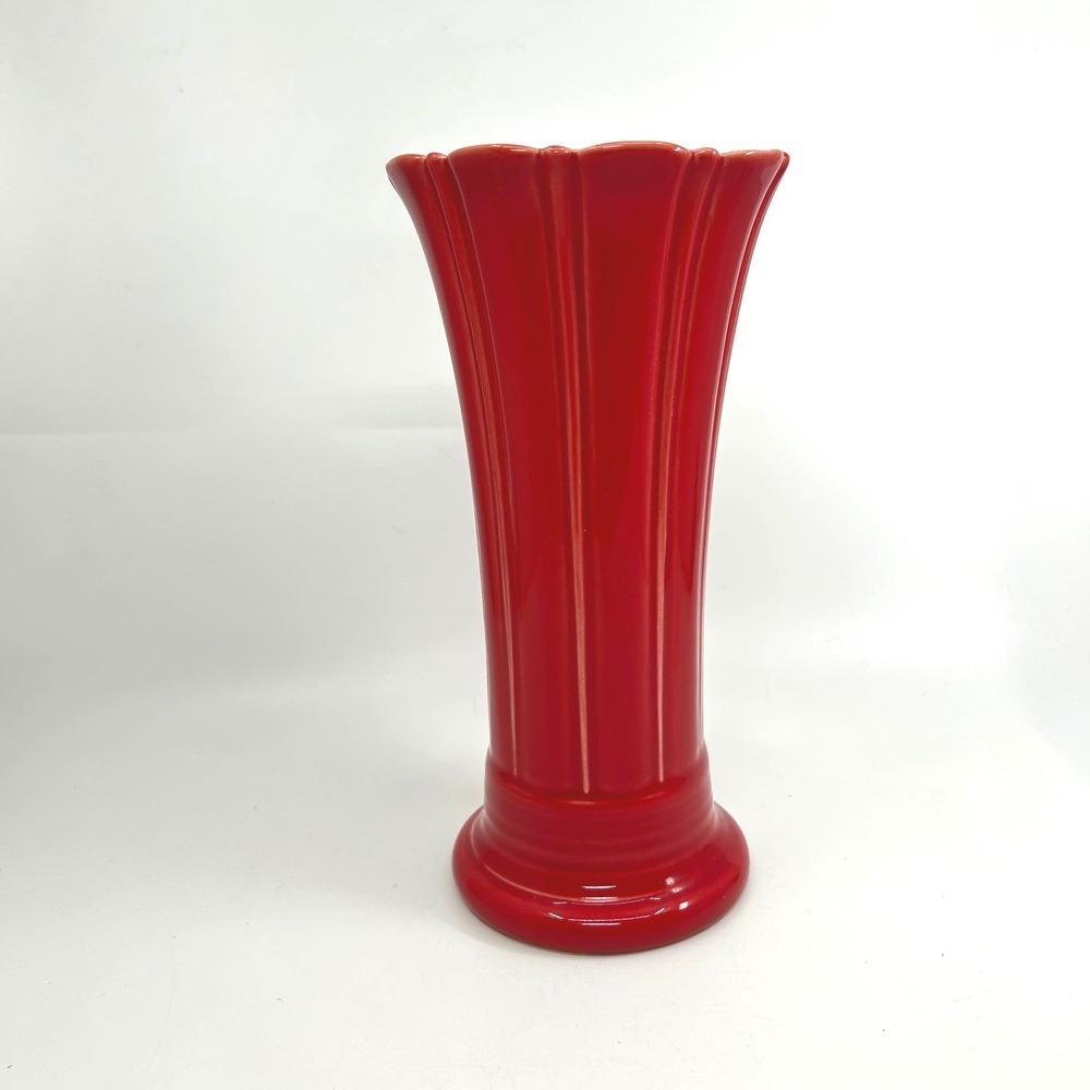 Fiesta HLC Red Scarlet Art Deco Vase 9 inches Tall Medium Vase Marked Modern